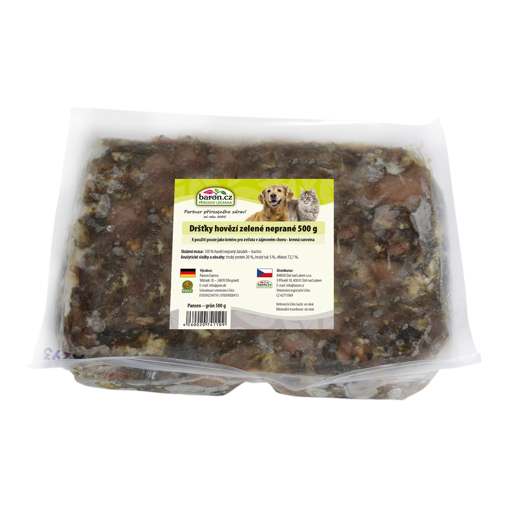 Paex Dršťky hovězí neprané pro psy a kočky 500 g Váha: 500 g