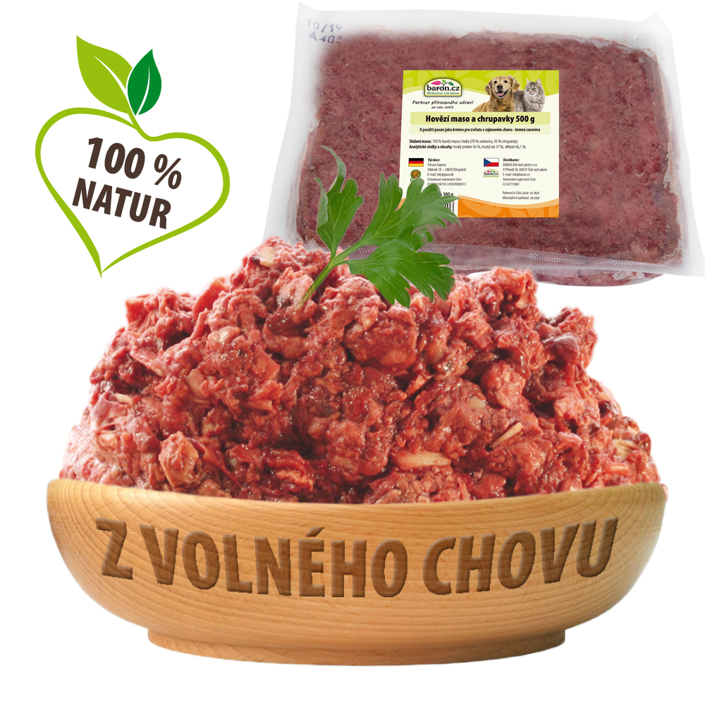 Paex Hovězí maso a chrupavky pro psy a kočky 500 g Váha: 500 g