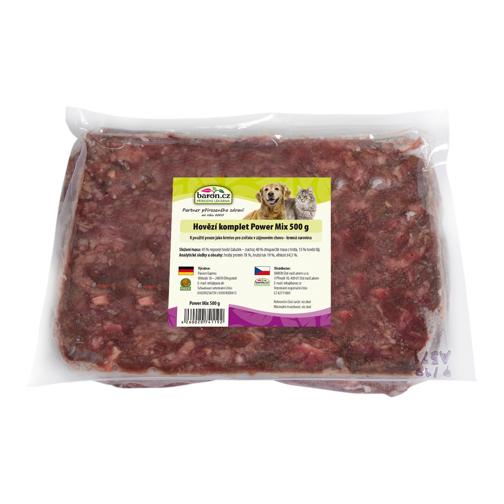 Paex Hovězí maso Power Mix pro psy a kočky - KOMPLET  500 g Váha: 500 g