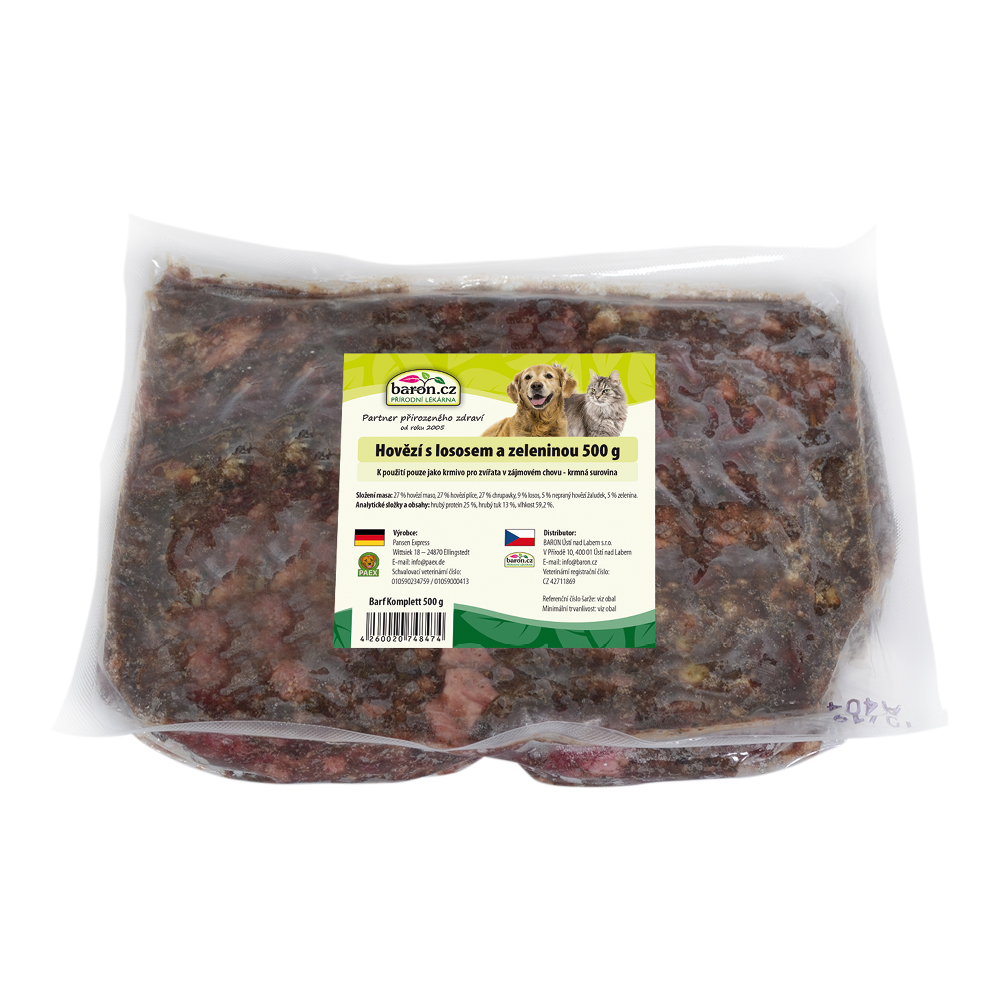 Paex Hovězí maso s lososem a zeleninou - KOMPLET  500 g Váha: 500 g