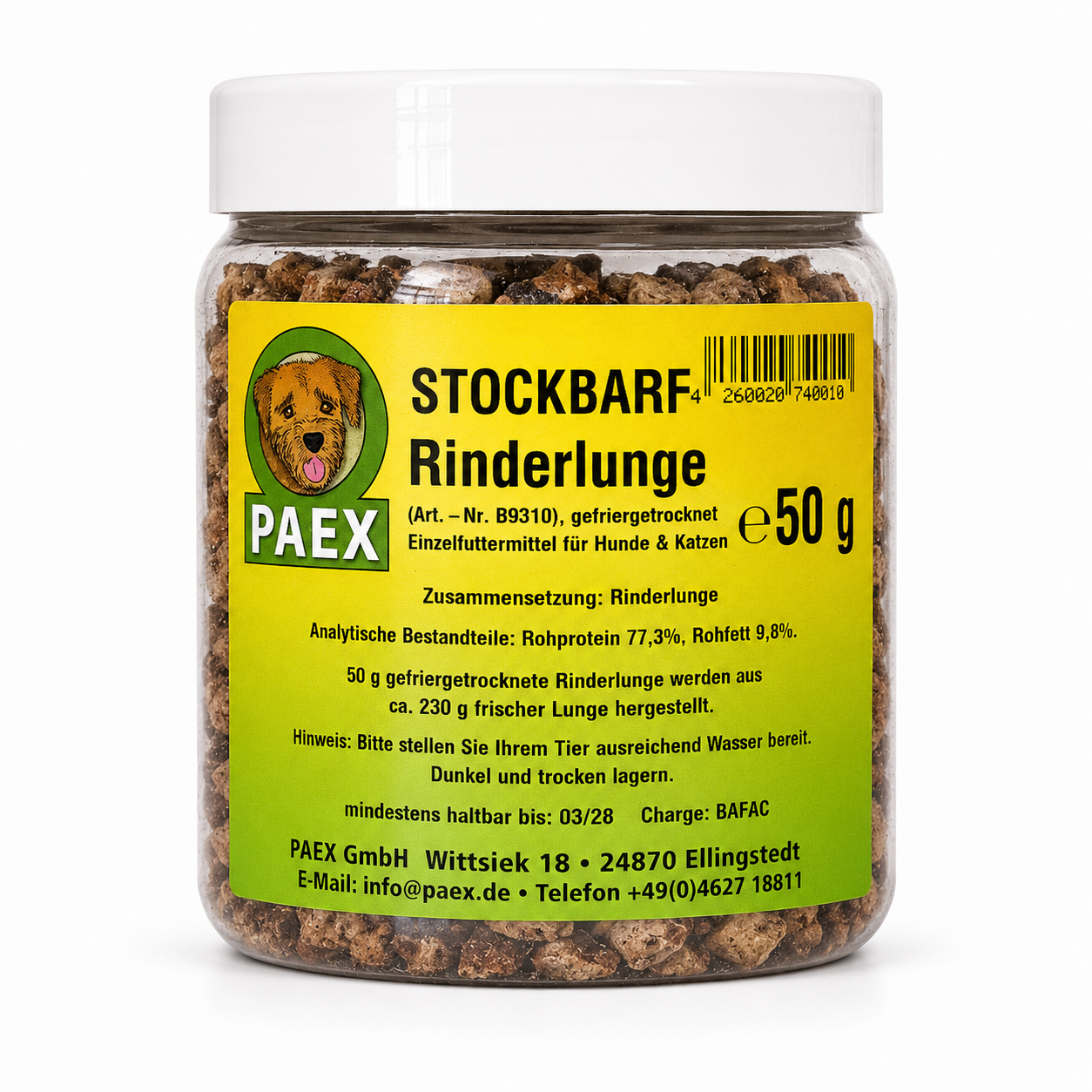 Paex Hovězí plíce, mrazem sušené 50 g Váha: 50 g