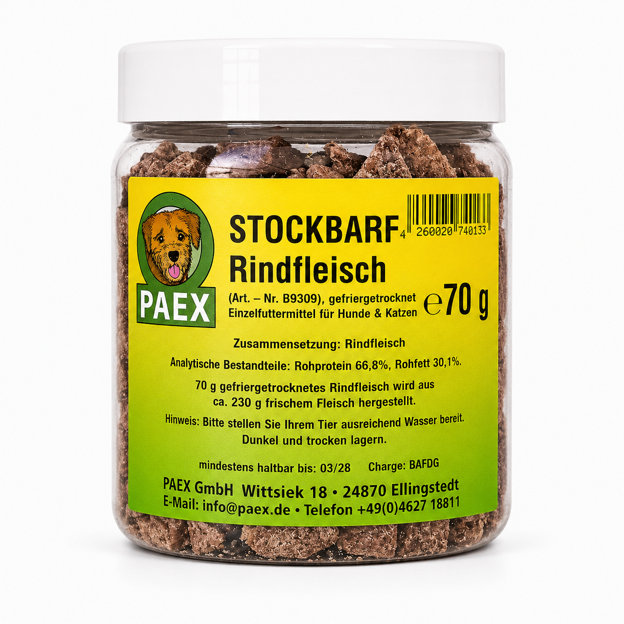 Paex Hovězí svalovina, mrazem sušená 70 g Váha: 70 g