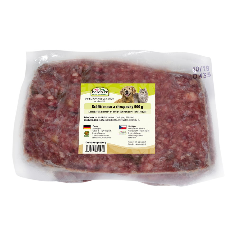 Paex Králičí maso a chrupavky pro psy a kočky 500 g Váha: 500 g