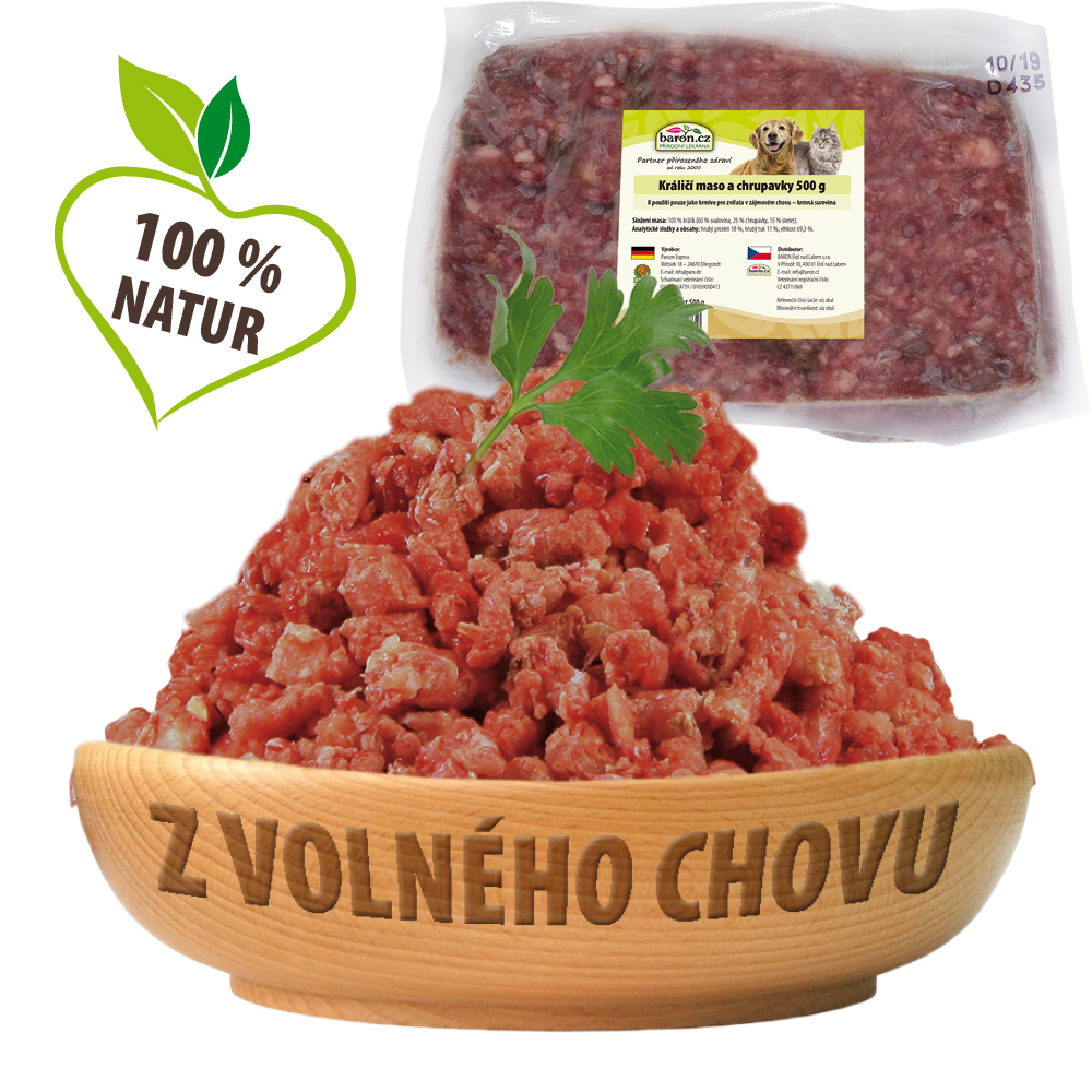 Paex Králičí maso a chrupavky pro psy a kočky 500 g Váha: 500 g