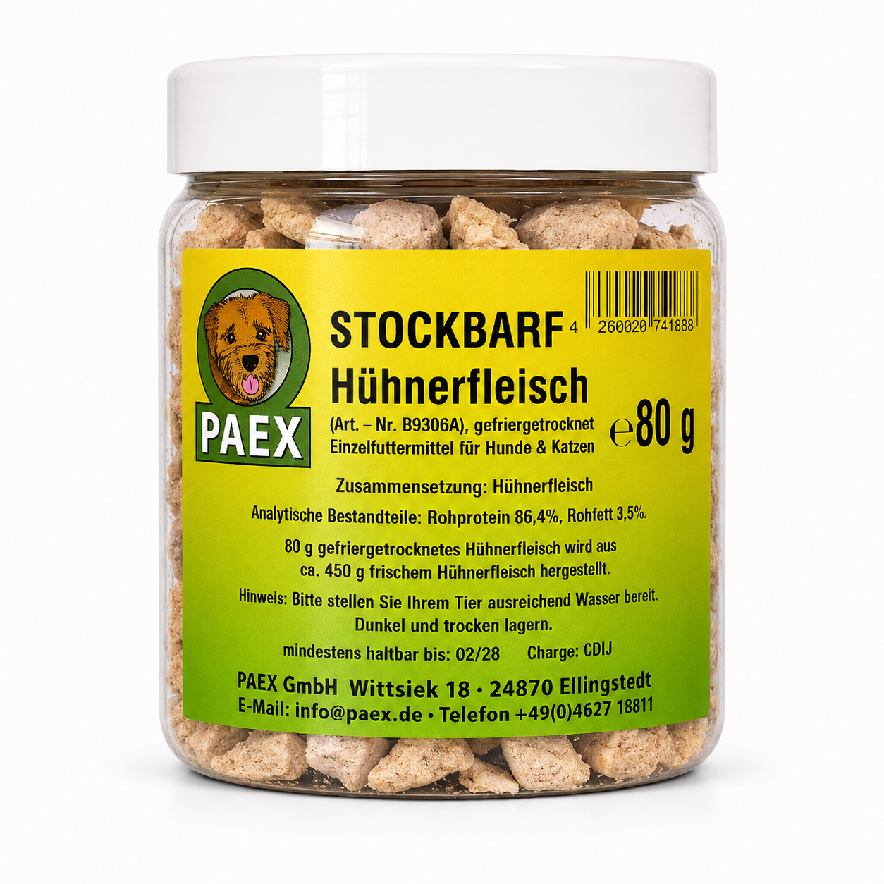 Paex Kuřecí prsní filet, mrazem sušený 80 g Váha: 80 g