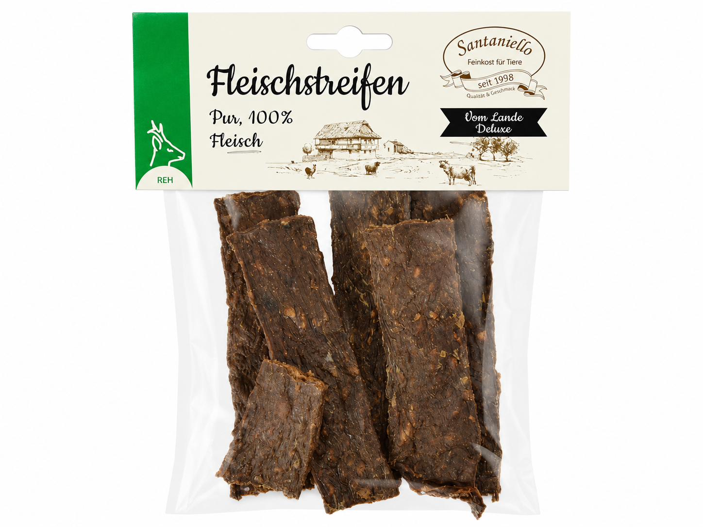 Santaniello Plátky z jeleního masa pro psy 100 g Váha: 100 g