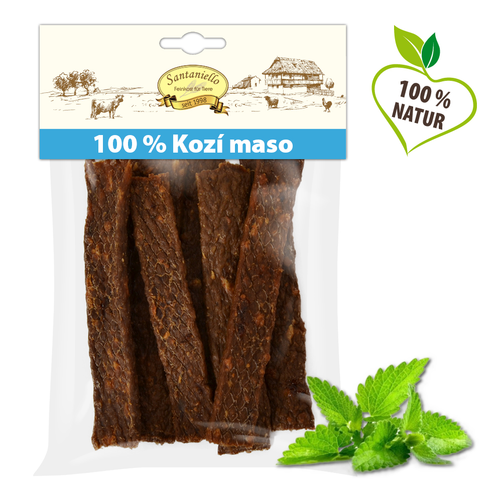 Santaniello Plátky z kozího masa pro psy 100 g Váha: 100 g