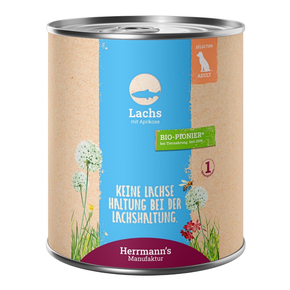 Herrmann's Konzerva pro psy - Losos s meruňkou Váha: 800 g