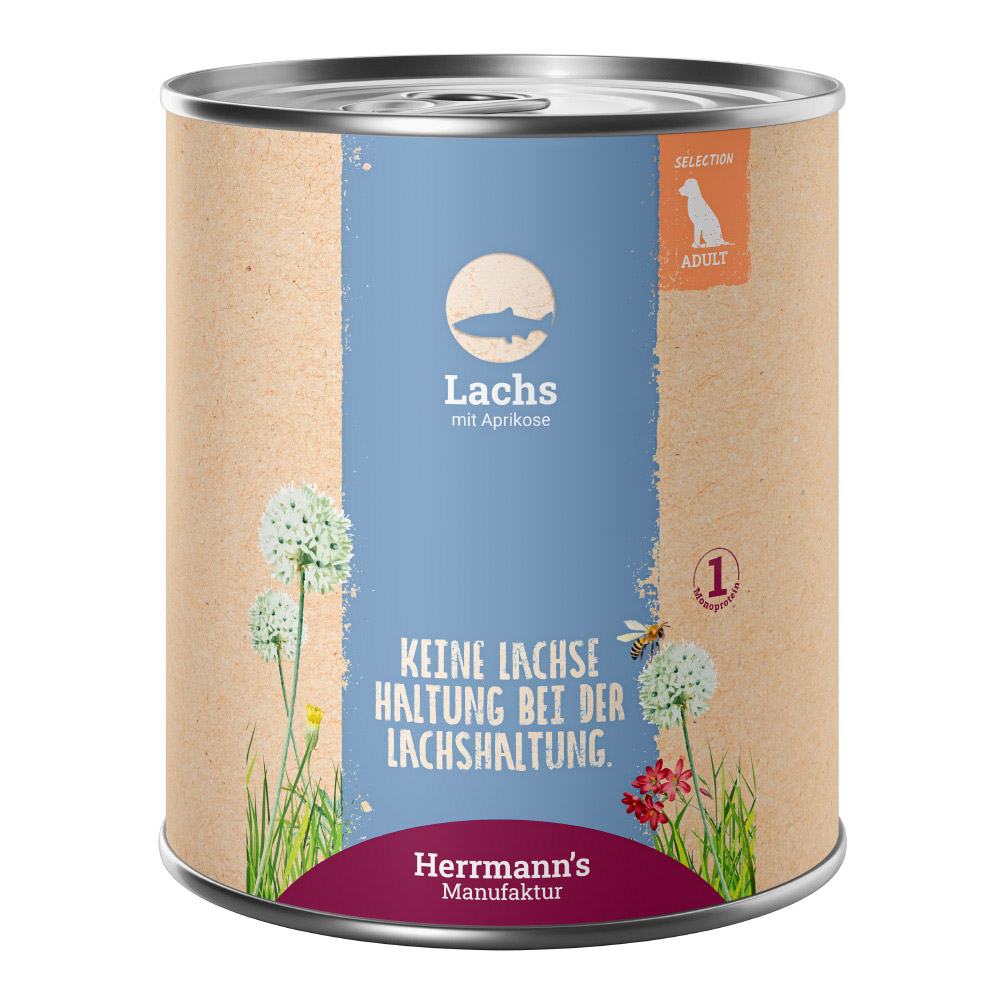Herrmann's Konzerva pro psy - Losos s meruňkou Váha: 800 g
