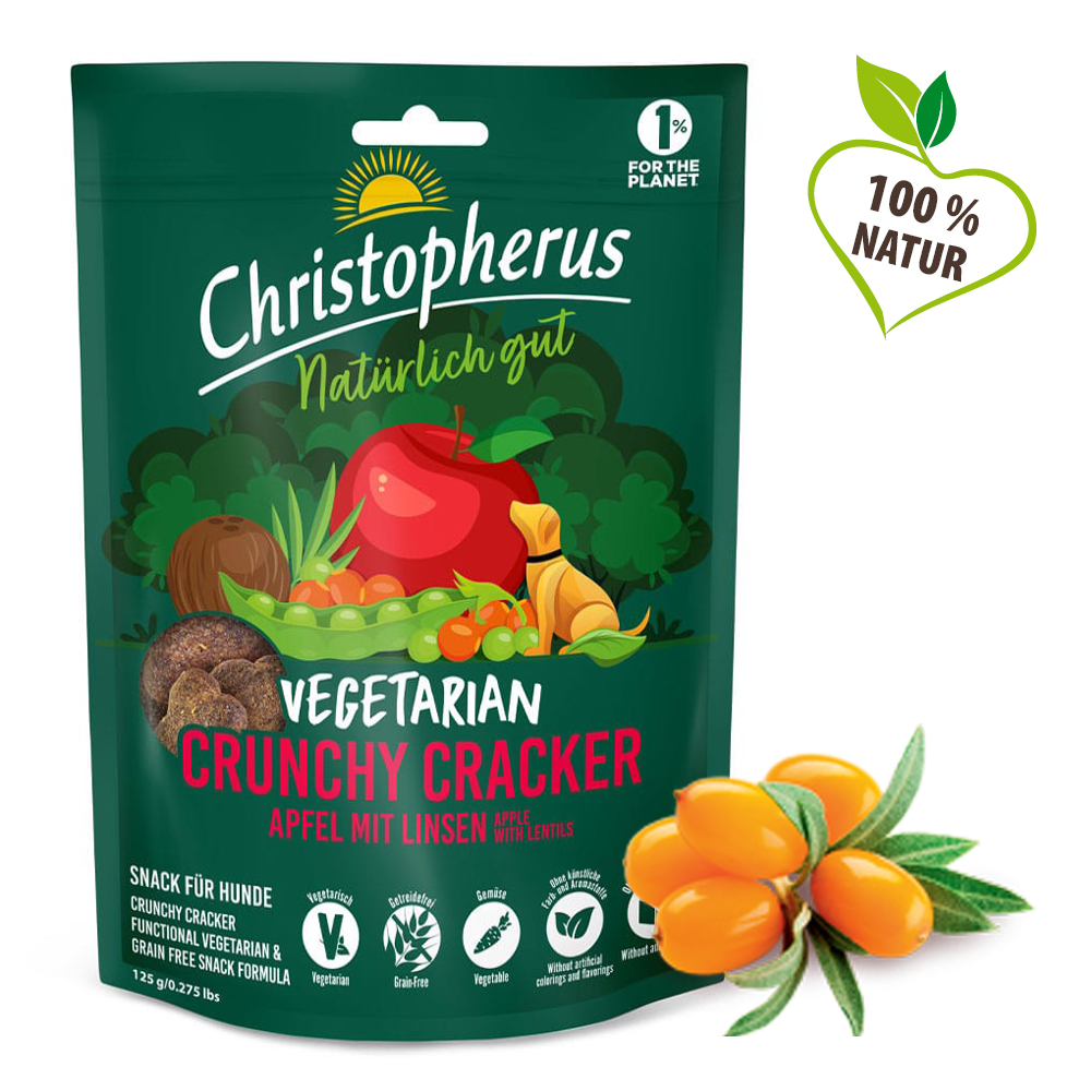Christopherus Dog Crunchy Cracker Vegetarian Apple with Lentils 125 g