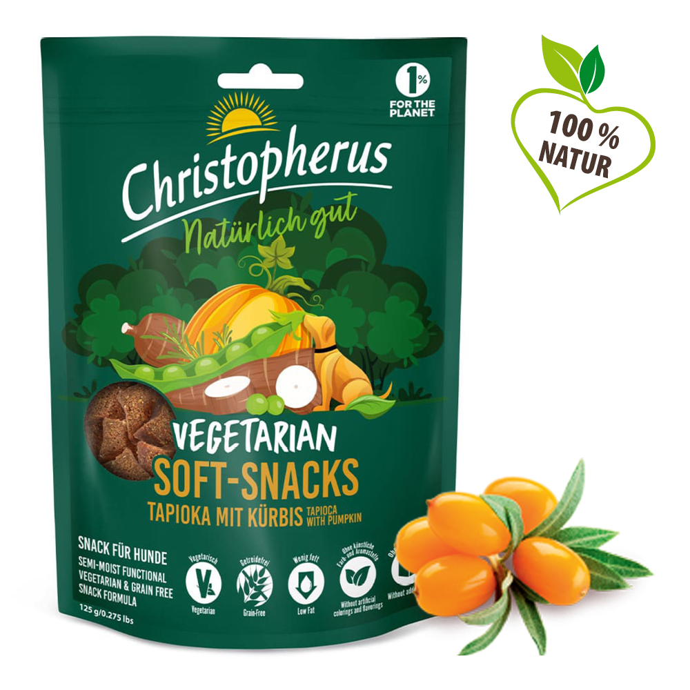 Christopherus Dog Semi-moist Snack Vegetarian Tapioca with Pumpkin 125 g