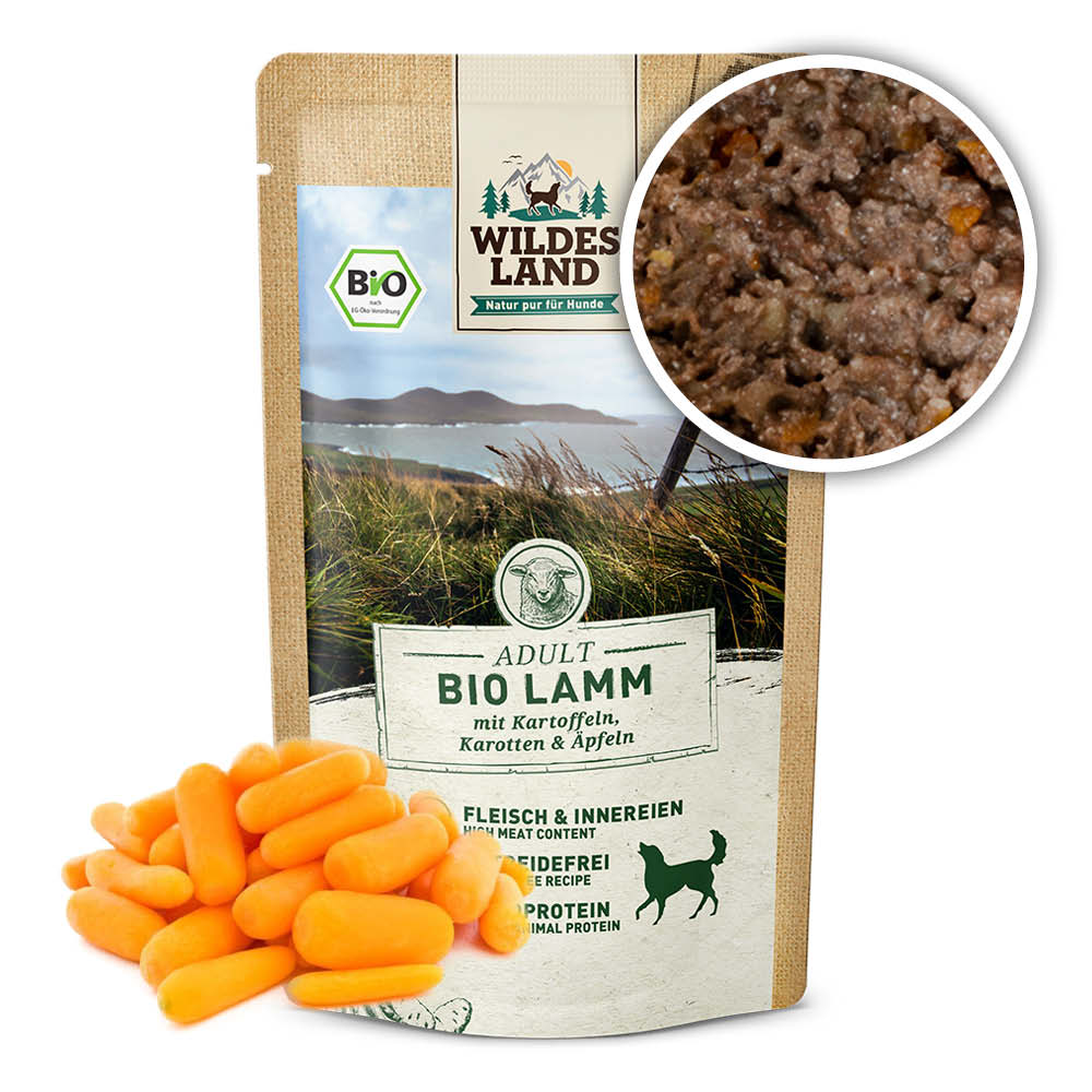 Wildes Land WL Kapsička pro psy - Jehněčí maso s bramborem (Bio) - 125 g Váha: 125 g