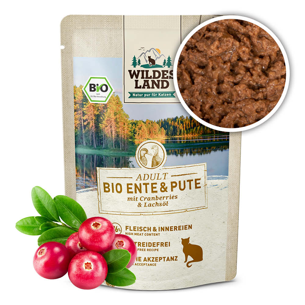 Wildes Land WL Kapsička pro kočky - Kachní a krůtí maso (Bio) - 85 g Váha: 85 g