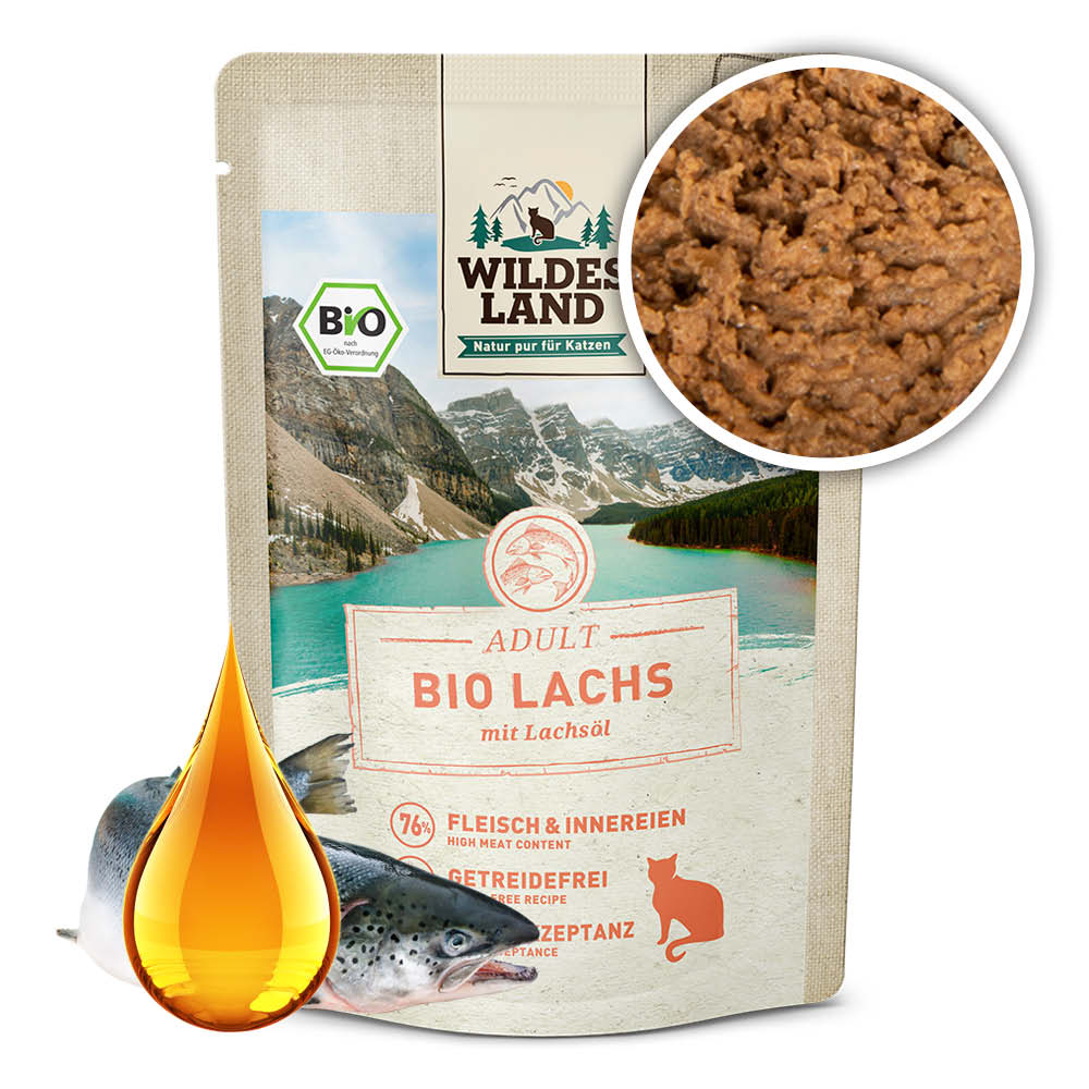 Wildes Land WL Kapsička pro kočky - Losos (Bio) - 85 g Váha: 85 g
