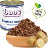 Koňské maso s bramborem je kvalitní konzerva pro psy obsahující 70 % masa a 30 % zeleniny.