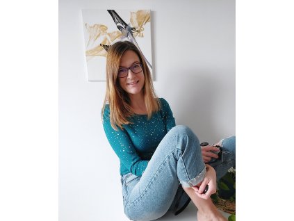 Dámské siluetkové tričko - Petrolej zlaté odlesky