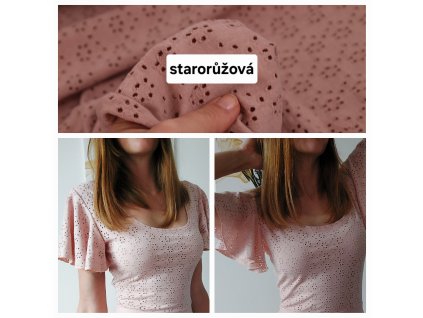 Dámské siluetkové tričko - Madeirový úplet - starorůžová
