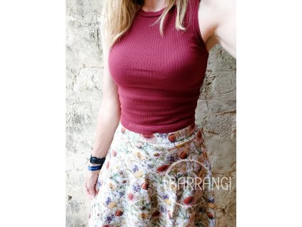 Crop Top/ žebrovaný top - Bordó široké žebrování