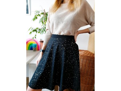 Půlkolová sukně Zlaté odlesky