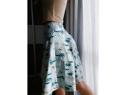 Půlkolová sukně - Klid v zeleni  LIMITOVANÁ EDICE
