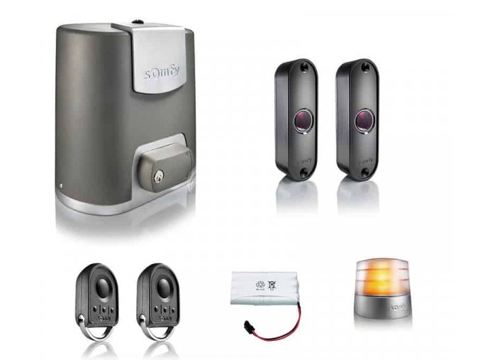 Somfy Elixo 500 24V io-Komfort pack pohon pro posuvné a samonosné brány 2x dálkový ovladač, sada fotozávor, maják, záložní zdroj DOPRAVA ZDARMA