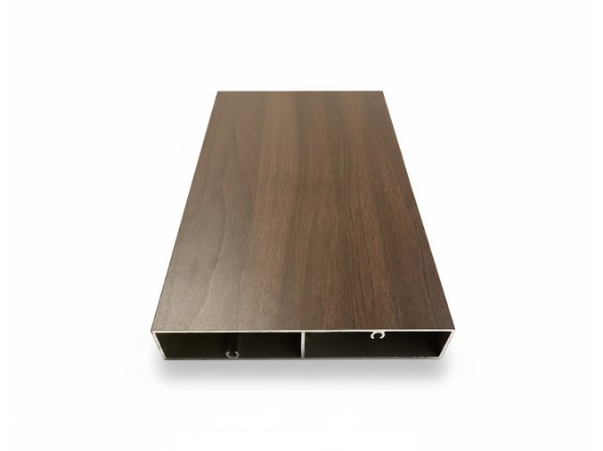 Hliníkový profil plaňka 120 dekor tmavy dub rozměr 120 x20x1,2 mm délka 4,5 m Cena za kus