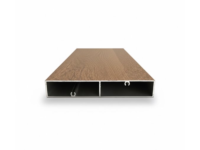 Hliníkový profil plaňka 120 rozměr 120x20x1,2 mm barva dřevodekor zlatý dub,délka 4,5m Cena za kus