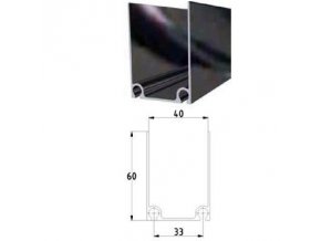 Alu profil horní 43 x 60 x 2 mm vysoký pro sekční garážová vrata lakovaný černý