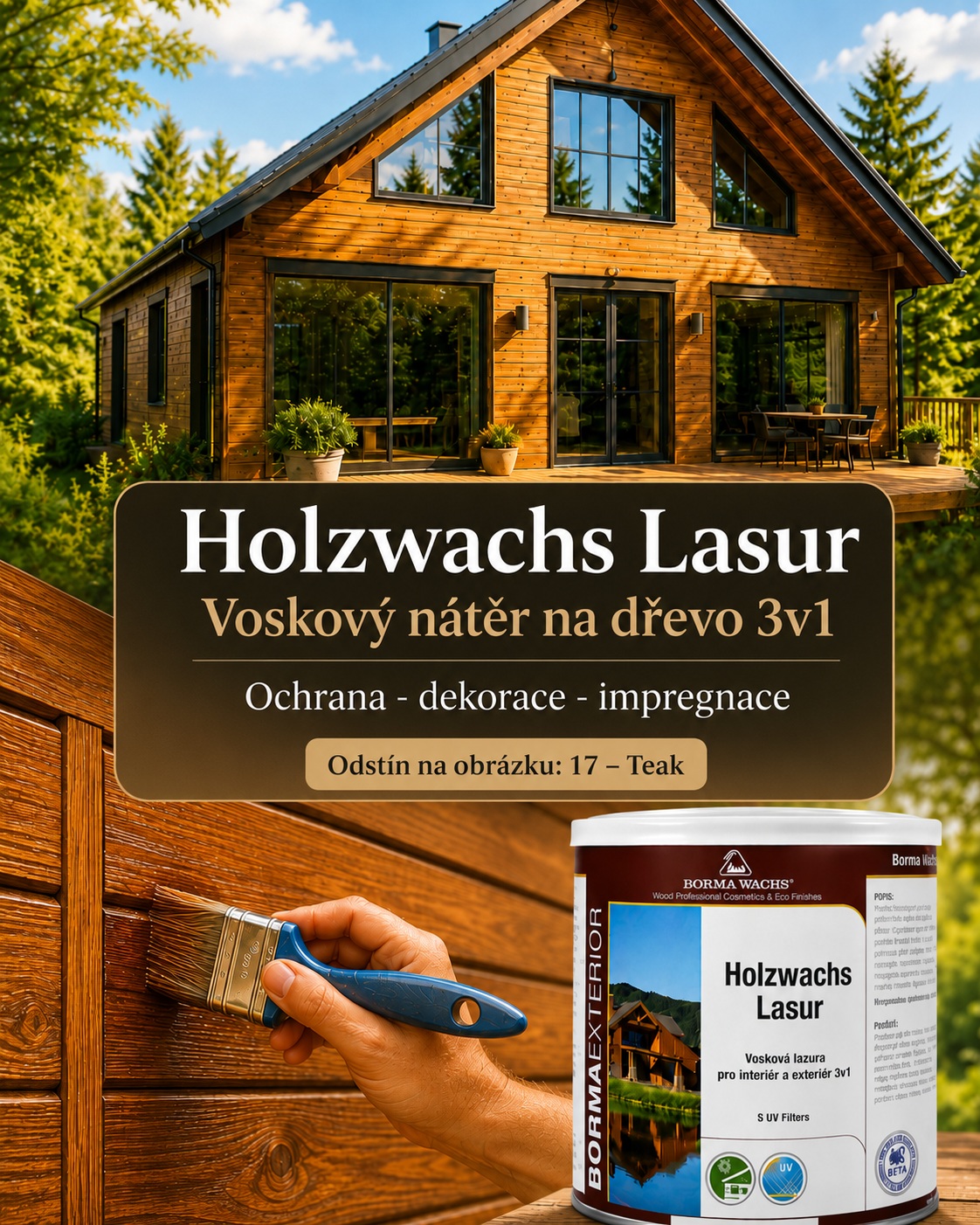 Holzwachs Lasur - voskový nátěr na dřevo