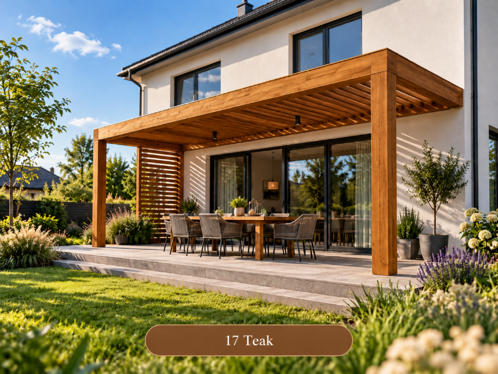 Dřevěná pergola v odstínu 17 Teak