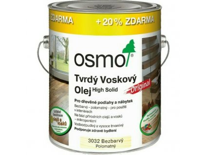 Osmo tvrdý voskový olej ORIGINAL 3L BEZBARVÁ, hedváb. polomat 3032 - naskladnění 1.3.2021 + dárek v hodnotě až 250 Kč k objednávce