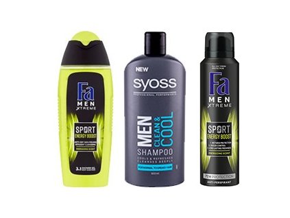 1321600 fa men sport energy boost sprchovy gel 250 ml deodorant 150 ml syoss clean cool men sampon 440