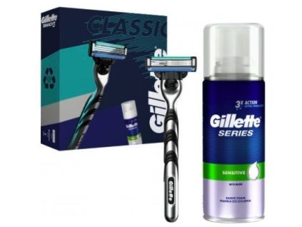 1327576 gillette mach 3 holici strojek pena series sensitive 100 ml darkova sada