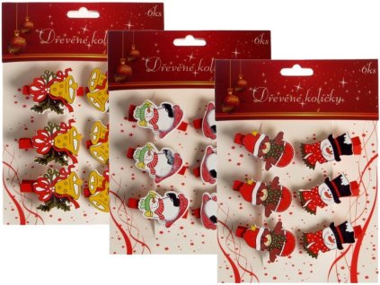 1327687 vanocni drevene kolicky 6 ks mix