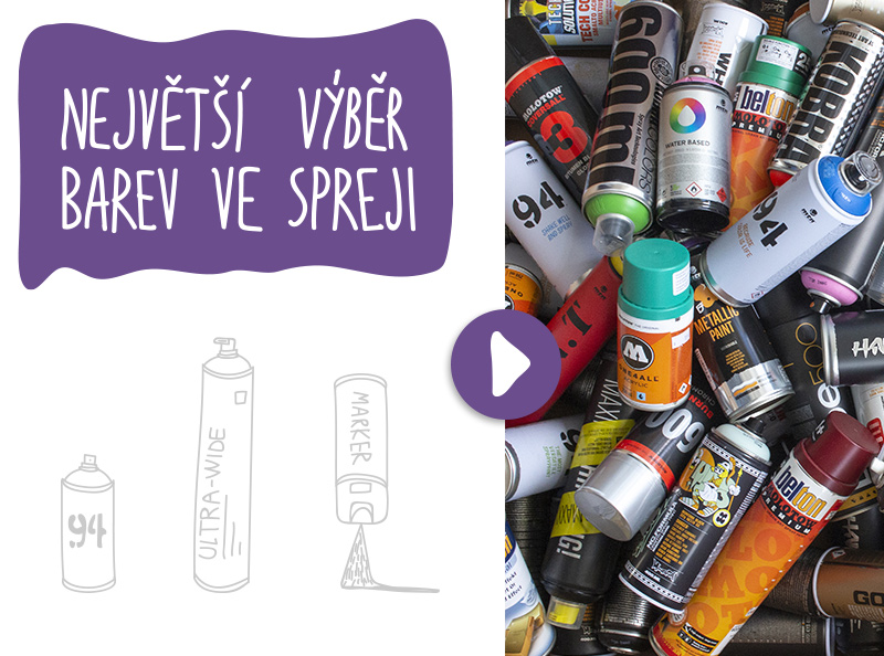 Barvy ve spreji Montana, Molotow, MTN, Dope, Kobra, Motip, Belto