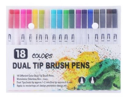 Dual tip brush pens 18 set  Výhodné balení