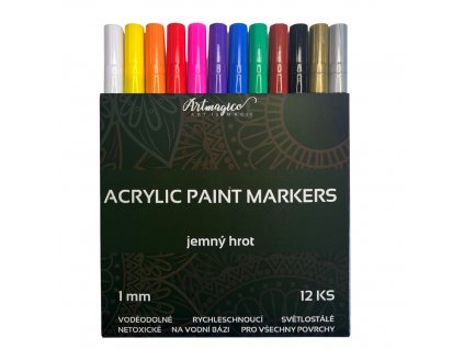 Artmagico akrylové fixy s jemným hrotem 12 pcs