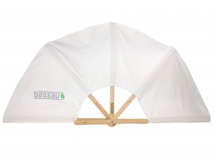 vějíř bílý plátěný s logem malý