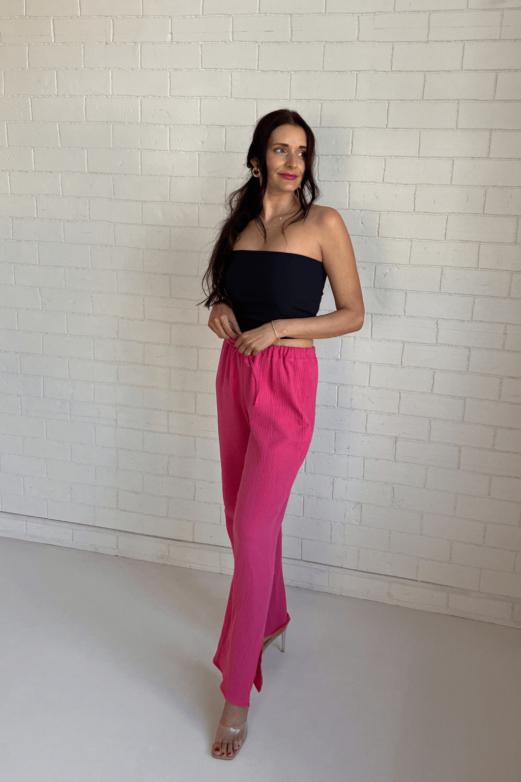 Kalhoty z mušelínu M, Růžová