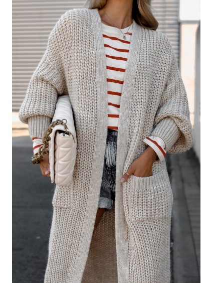Dlouh cardigan s volnmi rukvy bov - basicstore.cz
