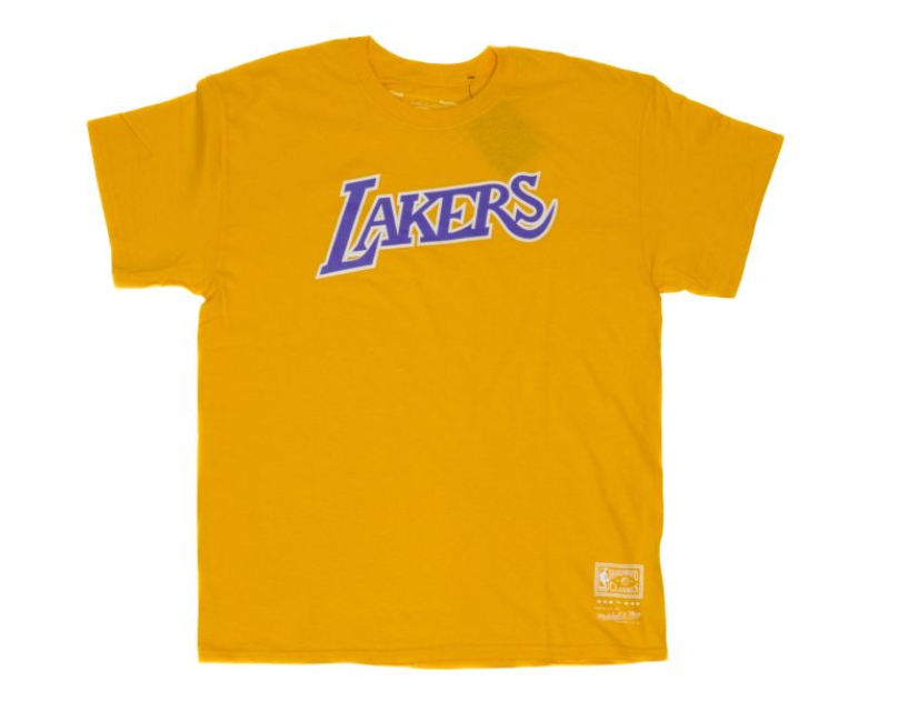 mitchell & ness lakers worn logo wordmark tee Velikost oblečení: M