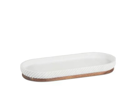Bílý podnos na doplňky s prvky z Akácie