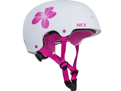 Protection Helmet Skate NKX Brainsaver White Pink Flower 01 5b1a