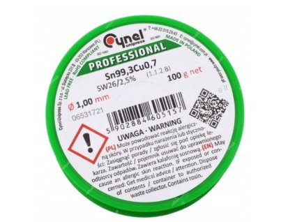 Bezolovnatý cín Sn99,3Cu0,7 100g 1mm - Cynel