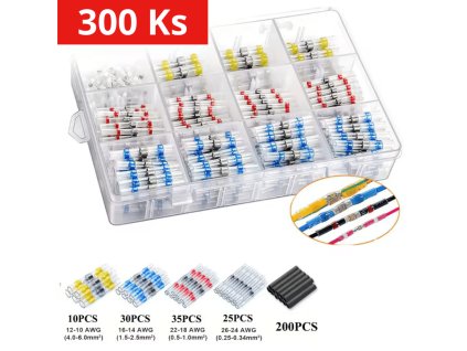 Sada samopájecích smršťovacích bužírek s cínem 300 ks – 0,25–6 mm²