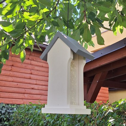 Bird feeder BAT-MAN Klasik, coated wood, white