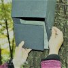The BNB Box ANS-4 bat box is a cuboid-shaped wooden concrete box designed for bats, olive-green