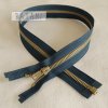 zip YKK - modrý, zlaté zoubky