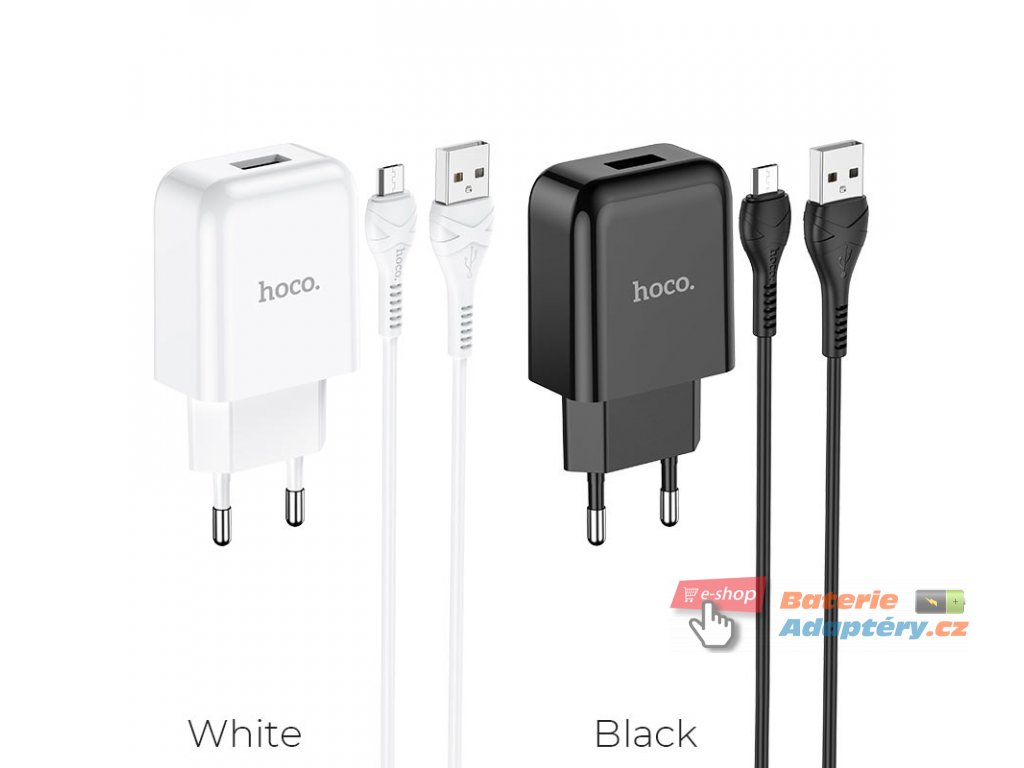 hoco n2 vigour single port wall charger eu set with micro usb cable colors
