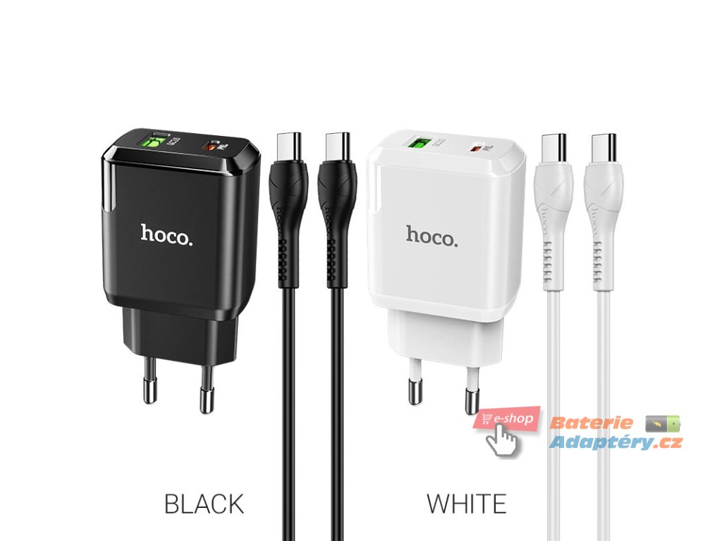 hoco n5 favor dual port pd20w qc3 wall charger eu type c to type c set colors